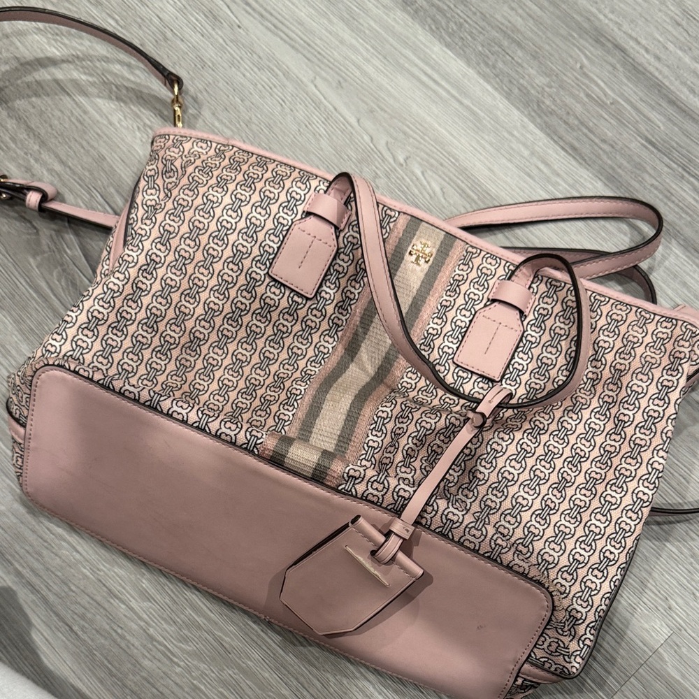 Tory Burch Pink Geometric Tote Bag